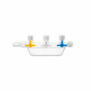 Manifold with fixation plate 3x 3-way stopcocks